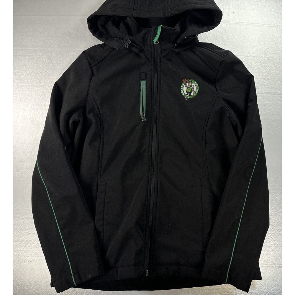 Boston Celtics NBA‎ Softshell Jacket Womens Medium M Black Green Full Zip Hooded